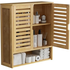 unho Wall Cabinets for Bathroom, Bathroom Cabinet, Wall Mounted Cabinet with 2 Doors and Adjustable Shelves, 59 x 20.5 x 66.5 cm