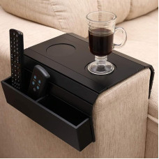 Couch Arm Tray, Couch Arm Table with 2 Non-Slip Cup Coasters and Sofa Back Rest Rest, 50 x 32 cm, Couch Cup Holder Tray, Stable and Fixed, Easy to Clean