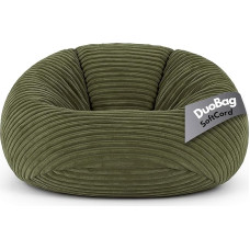 PatchHome Deluxe 2-in-1 Cord Bean Bag Armchair Bean Bag - Gaming Bean Bags for Adults and Children with Zip - Already Filled - Ideal for Sitting and Lying (Olive Green, Diameter 145 cm)