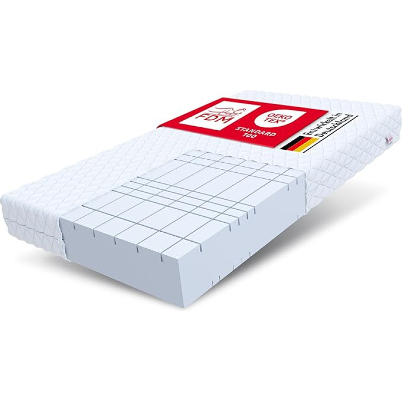 FDM Mattress 180 x 200 cm Hardness H4 Height 20 cm Cold Foam Mattress HR Foam 7 Comfort Zones with Hypoallergenic Washable Premium Cover Oeko-Tex Pearl MAX