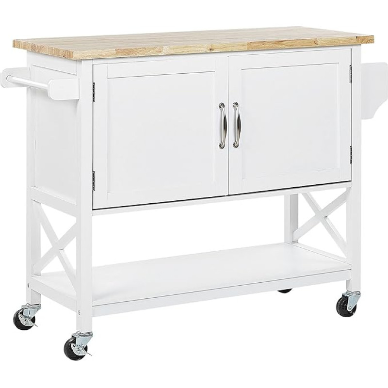 Beliani Mele Practical Serving Trolley with Spacious Cupboard Country House Style White