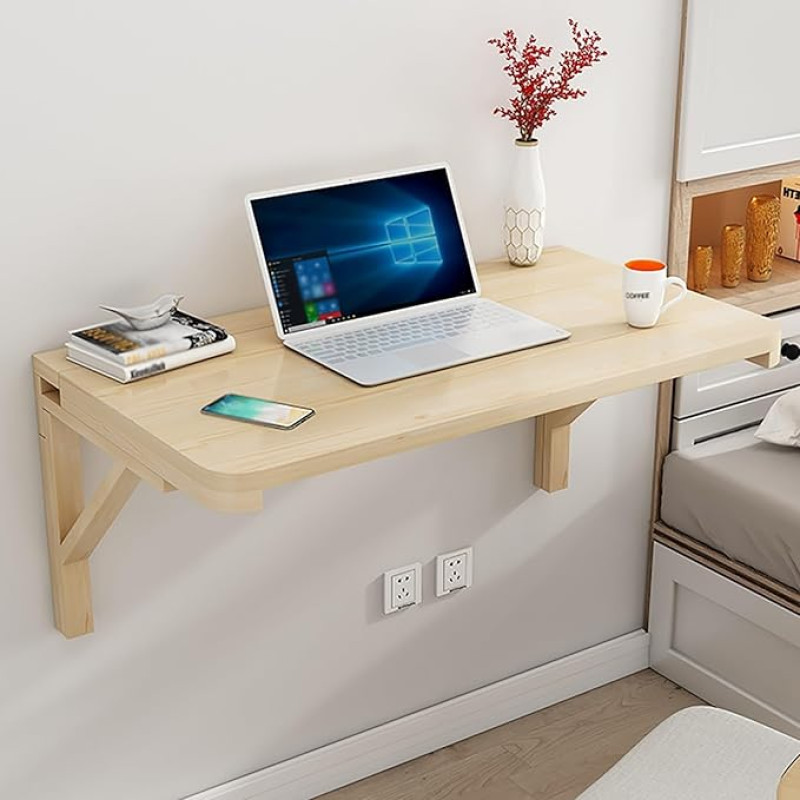 Platzsparender Wand-Klapptisch aus Holz, Tropfenblatt-Design, vielseitiger Computertisch und Esstisch für kleine Räume, Küche, Büro, Waschküche, Restaurant (70 x 50 cm)