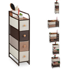 Relaxdays Fabric Drawer Cabinet with Steel Frame, 4 - 7 Drawers, Shelf & Folding Baskets, Various Designs, Brown