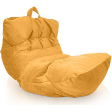 Aiire Relaxo XXL Bean Bag for Cuddly Corner, Bean Bag Design Made of Velvet Fabric with Filling, Giant Bean Bags Adults, Seat Bag, Fluffy Floor Cushion, Coarse Floor Chair, Floor Chair, Yellow