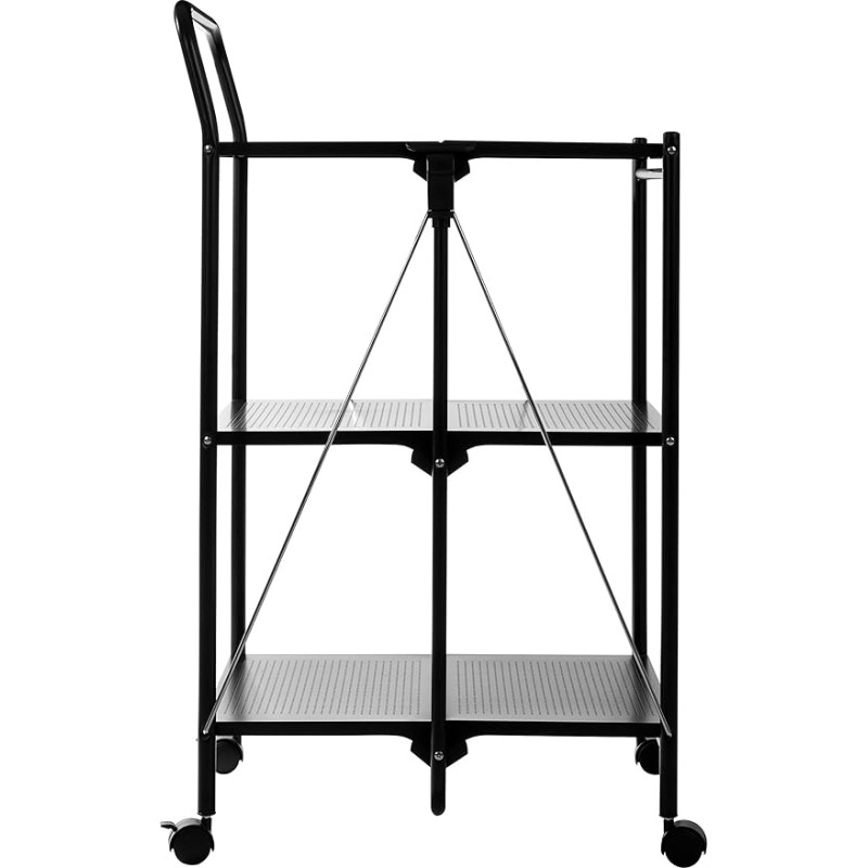 Premier Housewares Folding Kitchen Trolley, Plastic/Powder Coated Metal, Black