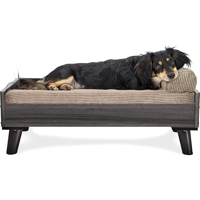 Furhaven Medium Mid-Century Modern Style Elevated Dog Bed Frame - Grey Wash, Medium