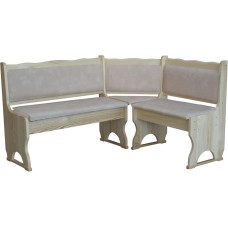 k koma Corner Bench Untreated with Padding Solid Wood Eco-Leather Beige II (120 x 120)