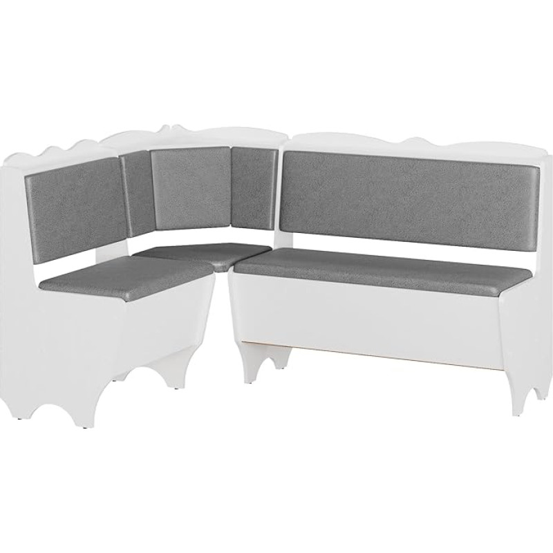 Rodnik Rhodos Corner Bench Grey White Faux Leather 150 x 110 x 85 cm Padded Art.585