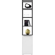 Robas Lund Shelf Cabinet Matt White Living Room Cabinet Metal Frame Black W x H x D 40 x 197 x 40 cm