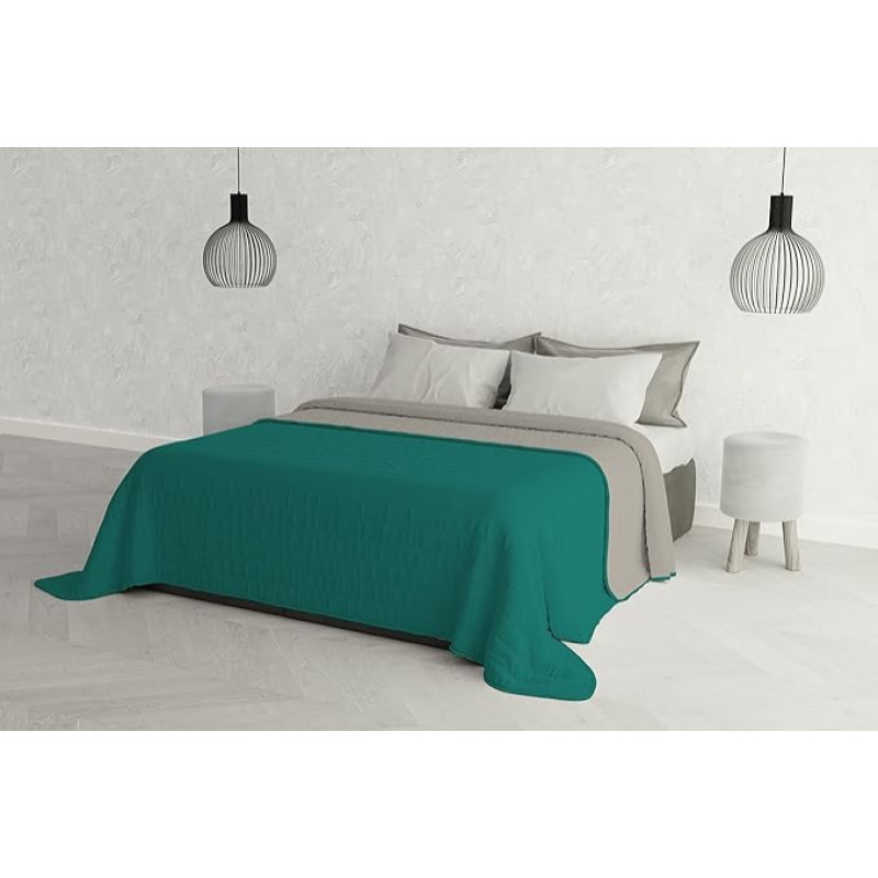 Italian Bed Linen Elegant Double Bed Aqua/Grey 260 x 270 cm