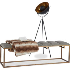 Native Home Grey Bench for 3 to 4 People Padded Metal Legs without Backrest H 47 x W 152 x D 40 cm Grey