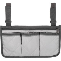 PATIKIL Chair Armrest Organiser Polyester 4 Pockets Hanging Magazine Holder with Straps for Outdoor Beach Camping Grey