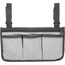 PATIKIL Chair Armrest Organiser Polyester 4 Pockets Hanging Magazine Holder with Straps for Outdoor Beach Camping Grey