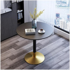 Round Marble Top Pedestal Table Small Kitchen Dining Table Modern Round 2-4 Seater Breakfast Bistro Table with Base in Tulip Design for Home Office Living Area Kitchen Leisure (Size: 60 cm/23.4