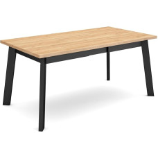 Skraut Home Dining Room Table, Kitchen Table, Dining Table, 170 cm, For 8 Guests, Wooden Legs, Modern Style, Black Oak