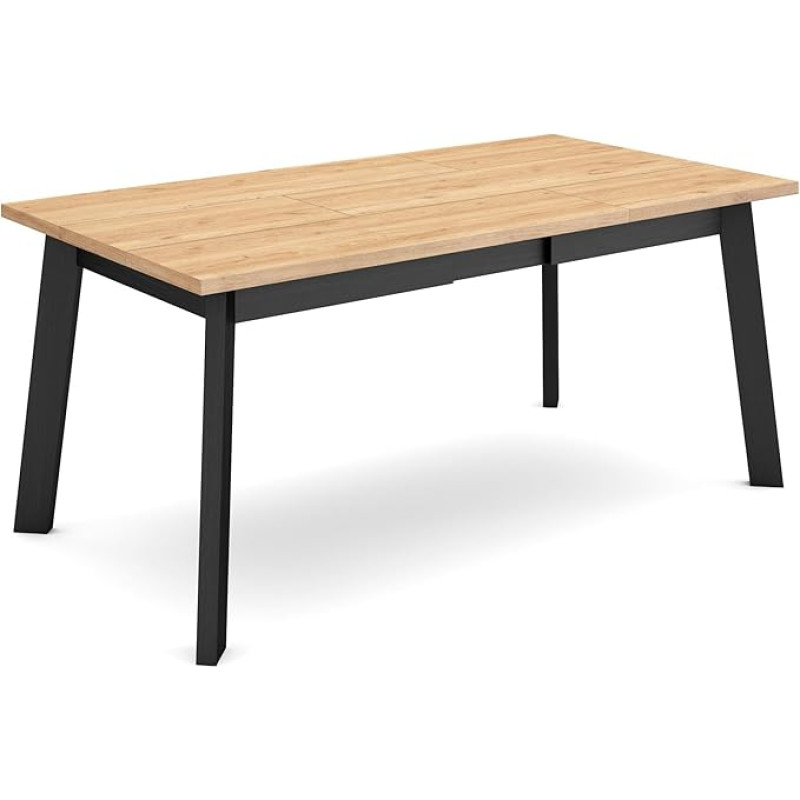 Skraut Home Dining Room Table, Kitchen Table, Dining Table, 170 cm, For 8 Guests, Wooden Legs, Modern Style, Black Oak