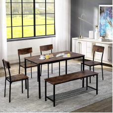 ModernLuxe Dining Room Set with 2 Chairs Kitchen Table Wooden Table Balcony Table in Industrial Look for Balcony & Dining Room & Living Room (Set of 6)