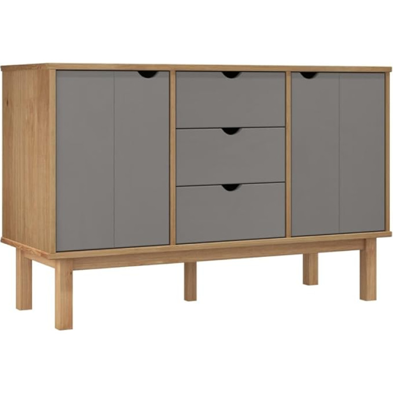 vidaXL Sideboard Chest of Drawers Multi-Purpose Cabinet Standing Cabinet Living Room Cabinet Brown Grey 113.5 x 43 x 73 cm Solid Pine Wood