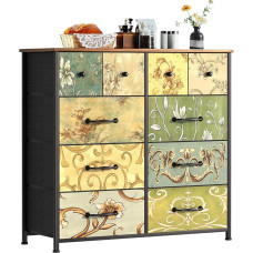 LNZHAO 10 Drawer Chest of Drawers: Fabric Chest of Drawers with Wooden Top and Steel Frame, Large Storage Space for Bedroom, Closet and Living Room, Modern Home Organizer