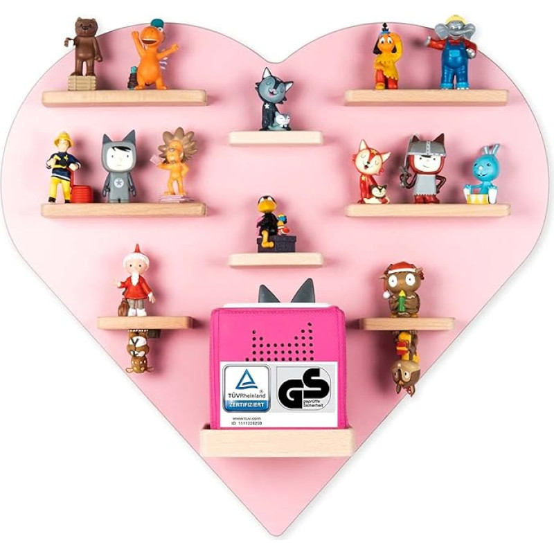 BOARTI Children's Shelf Heart in Pink and White - Suitable for Toniebox and Tonies - for Playing and Collecting
