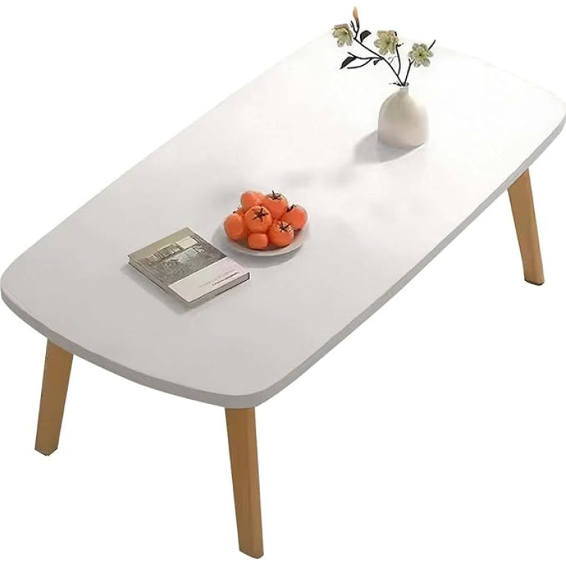Faltbarer Couchtisch für kleine Räume – kompakter Holz-Klapptisch für Wohnzimmer, Schlafzimmer, Heimbüro, Wohnung und Wohnheim – flaches Design für Boden-Sitzgelegenheiten (weiß)