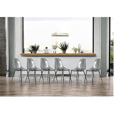 Dmora Set of 6 Agate Chairs, PET Chairs, Ergonomic Dining Chair, Meeting Seat, 53 x 46 x 81 cm, Smoke