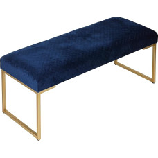 Cortesi Home Claymore Large Ottoman Bench with Painted Gold Legs, Blue Velvet, 48