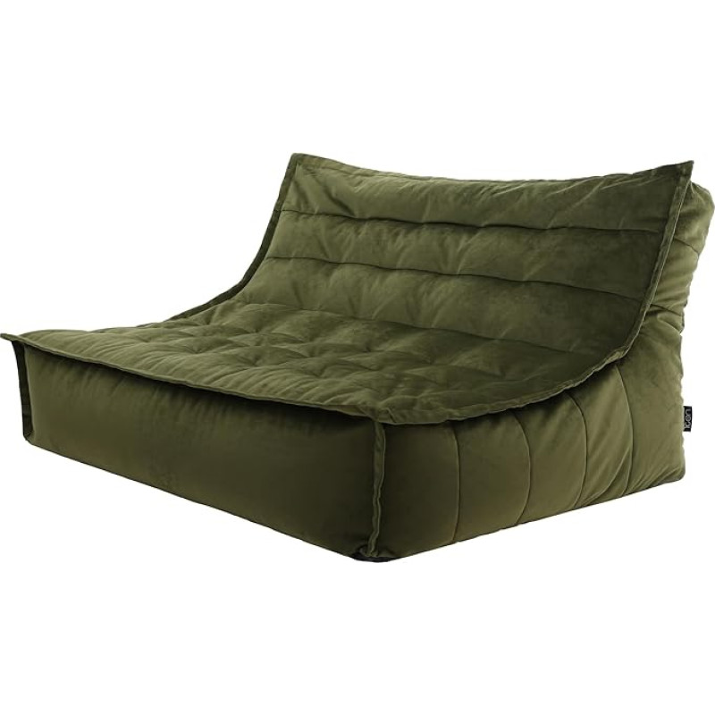 Icon Kota XXL Bean Bag Sofa for Adults, Olive Green, Fluffy Velvet Fabric, 2-3 Seater, Comfortable Bean Bag Sofa with Filling, Recliner Chair, Lounge, Living Room Furniture