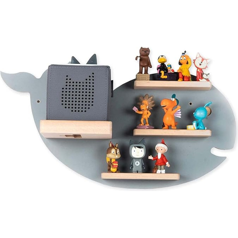 BOARTI The Original Children's Shelf Whale Small in Grey – Suitable for Toniebox and Approx. 20 Tonies – for Playing and Collecting