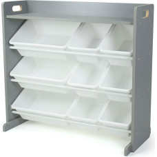 Humble Crew Children's Toy Shelf with 9 Storage Boxes. Grey/White