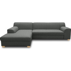 DOMO. collection Tinos Corner Sofa, Small Sofa Bed in L-Shape, Corner Couch with Sleep Function, Sofa, Couch, Upholstered Corner, 273 x 157 x 74 cm (W x D x H), Dark Grey