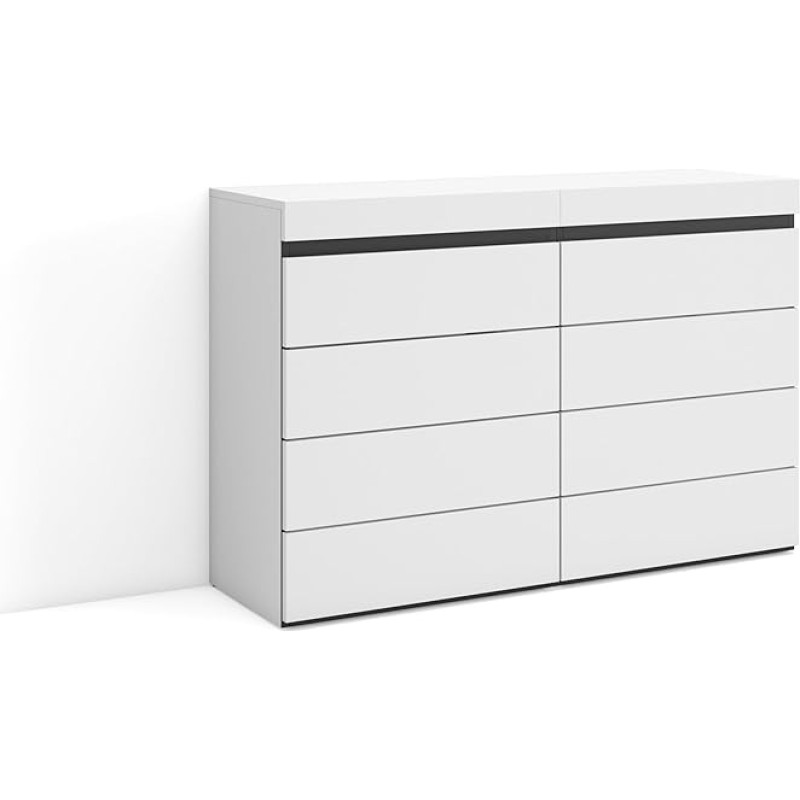 Skraut Home Chest of Drawers with Drawers Storage Cabinet 114 x 75 x 35 cm for Bedroom, Room, Sideboard, Cupboard, Modern Style, White and Black