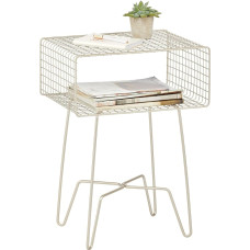 mDesign Small Metal Side Table - Stylish Metal Wire Chest of Drawers for Living Room or Bedroom - Vintage Coffee Table with Fashionable Hairpin Legs Design - Matte Silver