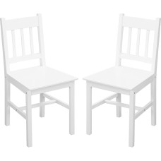 HOMCOM Dining Room Chairs, Set of 2 Kitchen Chairs, Kitchen Chairs, Living Room Chairs with Backrest, Dining Chairs for Kitchen, Dining Room, Pine Wood, 41 x 46.5 x 85.5 cm, White
