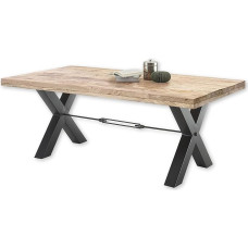 DEHLI Dining Table Solid Wood Mango - High-Quality Dining Room Table with X-shaped Metal Frame for Your Dining Room - 200 x 77 x 100 cm (W x H x D)