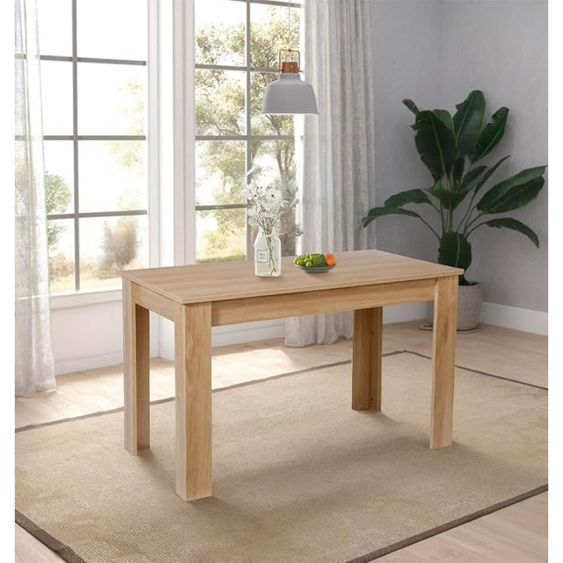 Hallowood Furniture Newquay Oak Effect Solid Table 120cm Solid Rectangular Wooden Dining Table Solid Dining Table Kitchen Table for Home Restaurant