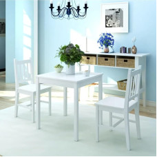 Hommdiy Set of 2 Chairs with Dining Table Set Pine Wood White
