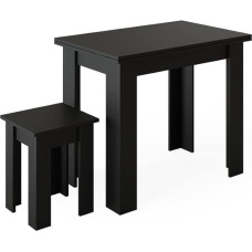 Vicco Roman Dining Table with Chair Kitchen Table Black 90 x 60 cm