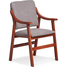 Gasten a Gusto Dining Chair, Cherry Wood Armrests, Stain-Resistant Fabric (Dimensions 86 x 54 x 54 cm), Especially for Seniors, Straight Back. Dining Room or Living Room, Grey (COMGRI)