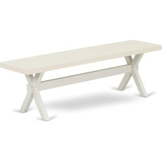 East West Furniture X-Style Modern Dining Bench with Wooden Seat, 60
