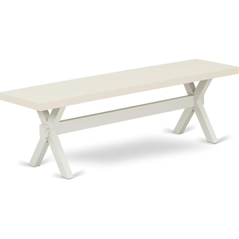 East West Furniture X-Style Modern Dining Bench with Wooden Seat, 60