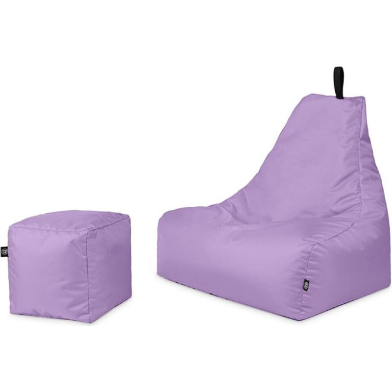 Patchhome Bean Bag Lounge Chair + Cube / Stool with Zipper, Gamer Seat, Bean Bag Filled with Polystyrene Filling