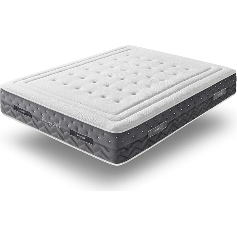 Dupen® Memory Plus Memory Plus Mattress Height 28 cm Viscoelastic 1.2 cm Medium Hardness Hypoallergenic Fibre and Airdream Core 3D Stretch Fabric 90 x 180 cm