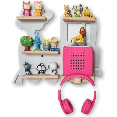 Tolina - Zug Children's Shelf for Music Boxes such as Toniebox and Related Tonies Figures - Wall Shelf for Tonie Hearing Figures - Safe and Stable Including Headphone Holder - Children's Room