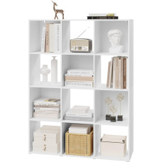 eSituro Bookcase with 12 Compartments, Freestanding Cube Shelf, Room Divider Shelf, Open, Standing Shelf, Modern, for Living Room, Children's Room, Office, Bedroom, 91 x 120 x 29 cm, White
