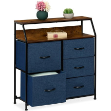 Relaxdays Chest of Drawers, HBD: 87 x 84 x 30 cm, 5 Drawers, 2 Shelves, Industrial Drawer Cabinet, Bedroom, Multicoloured