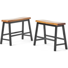 Christopher Knight Home Pomeroy 296023 Saddle Benches 61 cm Walnut/Black Set of 2