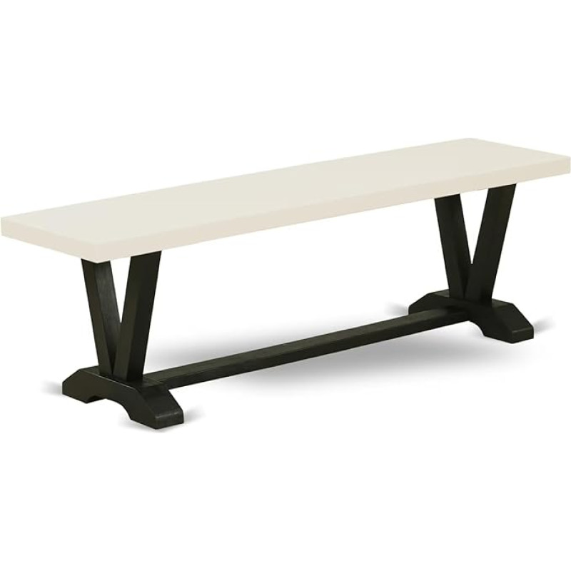 East West Furniture VB626 Moderner Esstisch im V-Stil mit Sitzfläche aus Massivholz, 152,4 x 38,7 x 45,7 cm, mehrfarbig