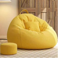GWFBLID Bean Bag with Backrest Bean Bag with Stool Bean Bag Lounge Sofa with Handle Recliner or Floor Cushion with EPS Beads Filling Cuddly and Cosy Lounger Bean Bags for Living Room