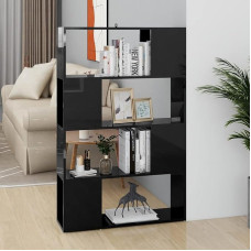 Homgoday Bookcase, Room Divider, High Gloss Black, 80 x 24 x 124.5 cm, Bookcase, Storage Shelf, Standing Shelf, Shelf for Living Room, Home, Office, Furniture, Bookcase